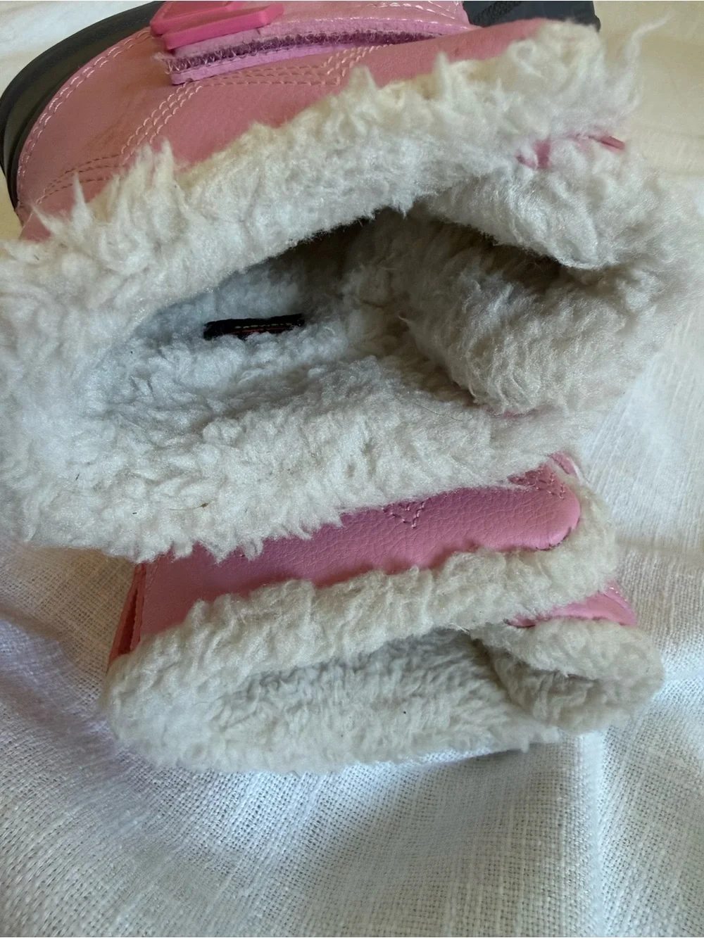 Cat & Jack Pink and Gray Snow Boots with Faux Fur Trim